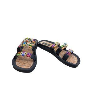 Grandco Womens Multicolor Beaded Cork Slip-On Sandals Size 8 SKU8181